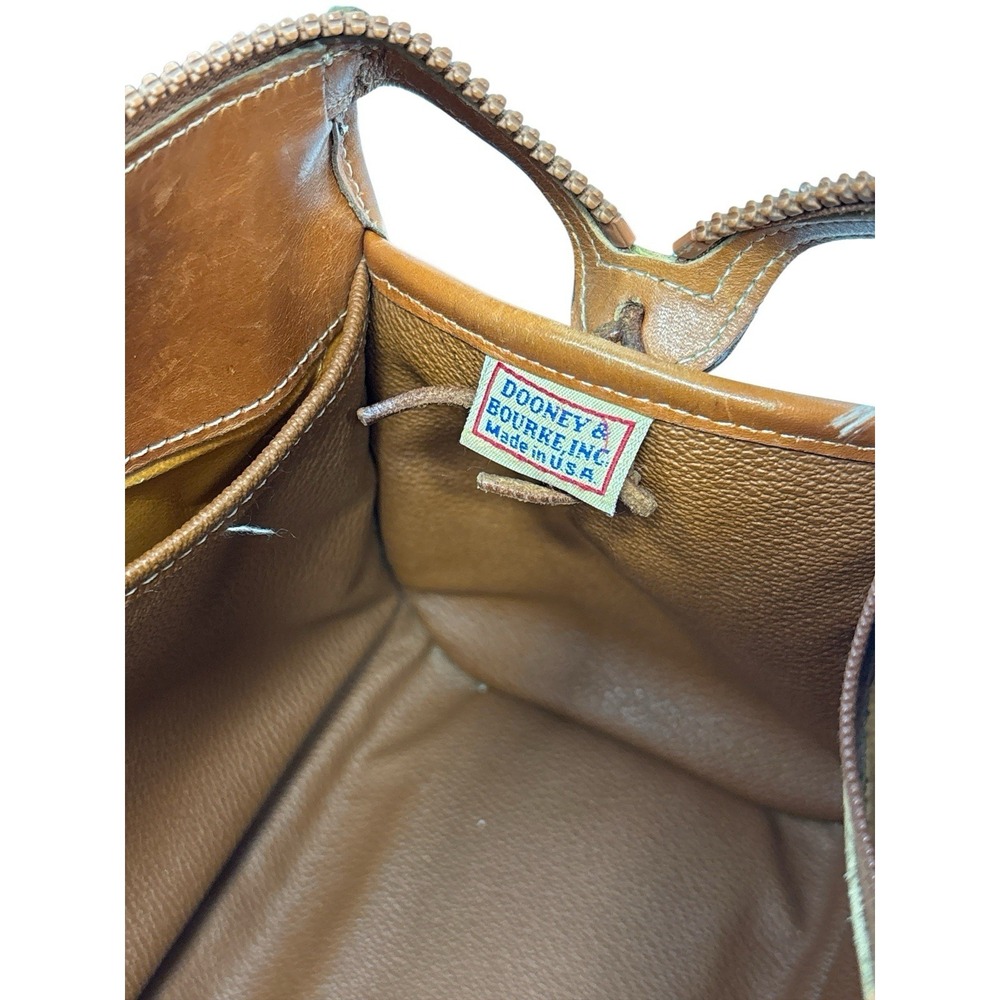 Vintage Dooney & Bourke Black & Tan Leather Satchel Bag + Strap Classic Preppy - Picture 13 of 16